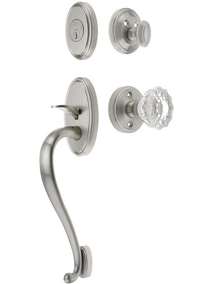 Georgetown Entry Handle Set in Satin Nickel Finish with Versailles Knob and